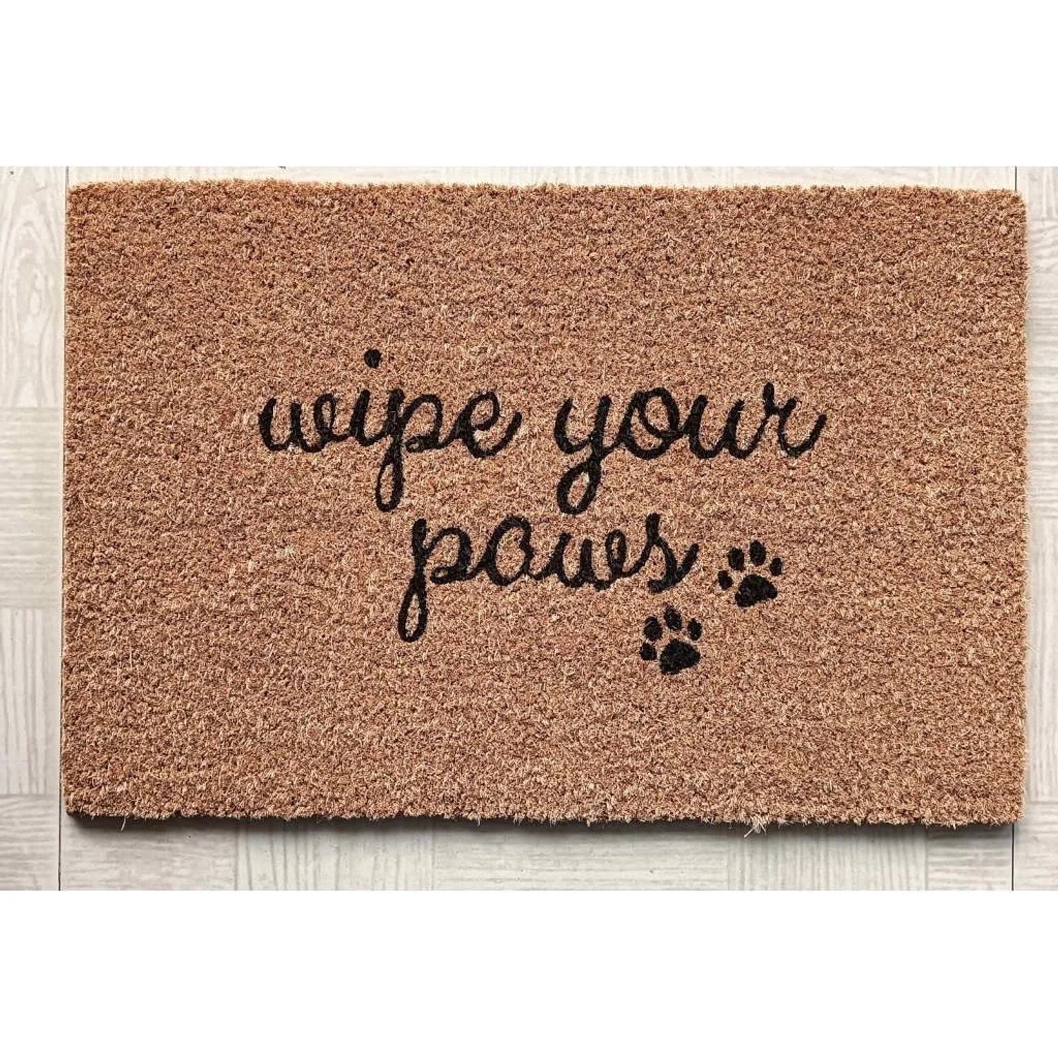 HPFloor Kokosmatte Fußmatte Fußabtreter Schmutzfangmatte Fußabstreifer Natur mit Aufdruck Wipe Your Paws