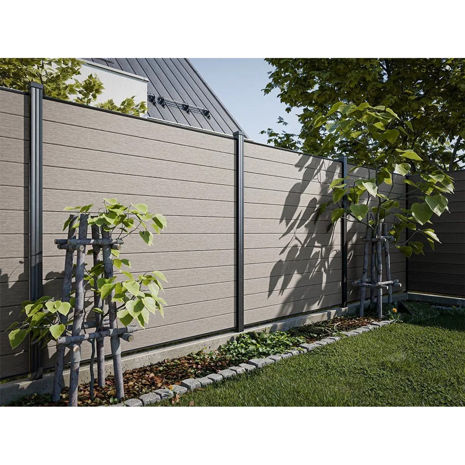 Belladoor WPC Zaun Beige 180x180 cm Co-Extrudierter Steckzaun