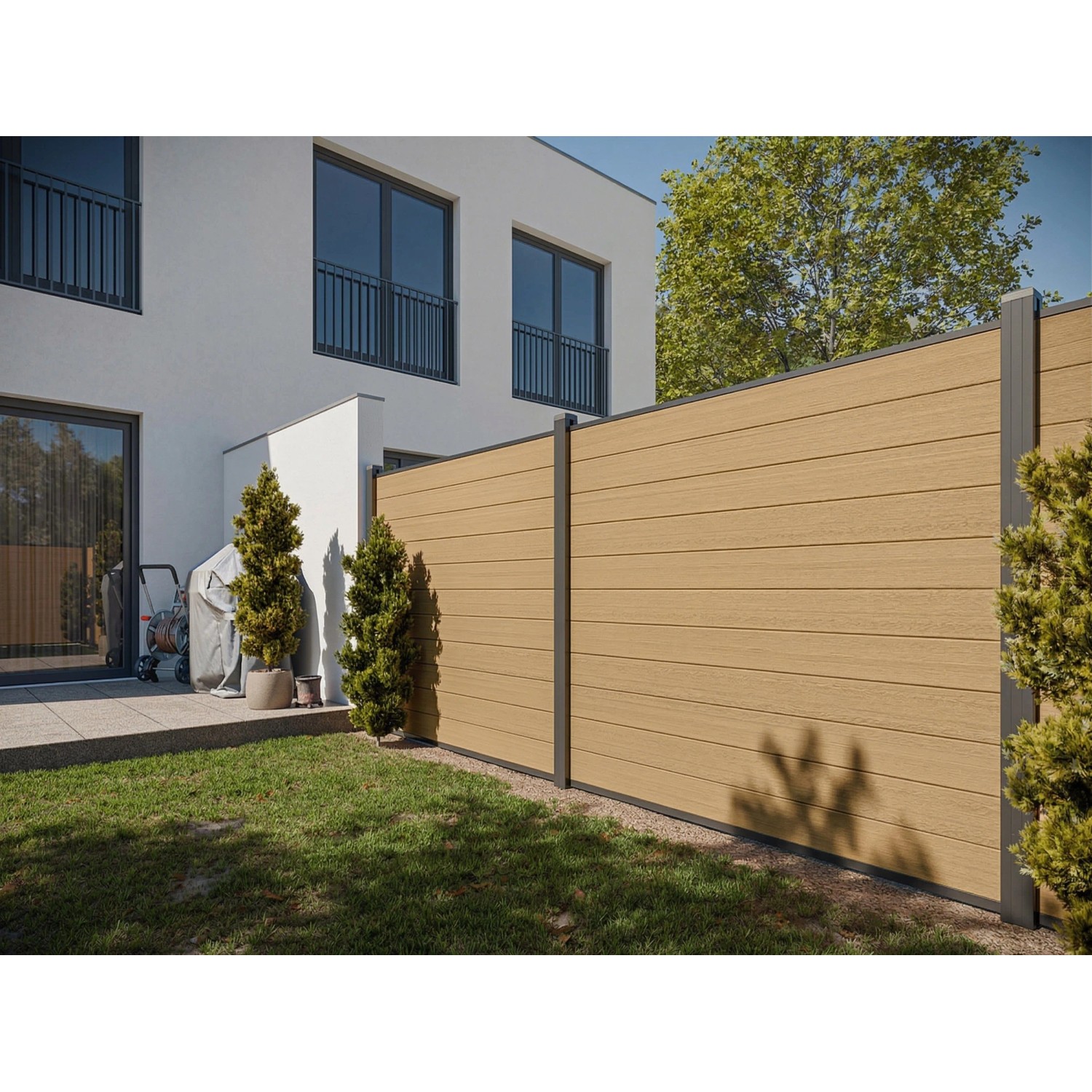 Belladoor WPC Zaun Hellbraun 180x180 cm für Steckzaun