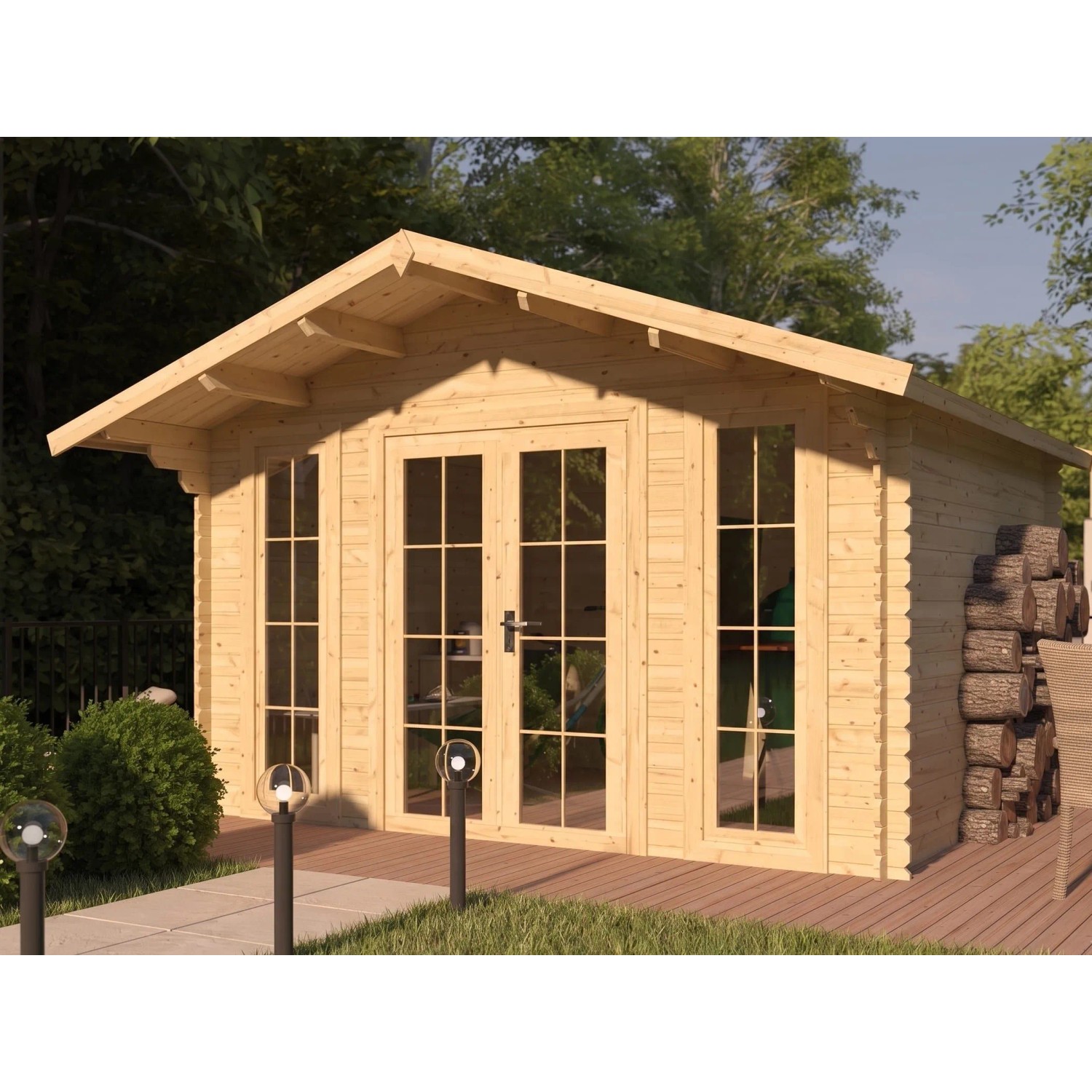 Woodtex Gartenhaus Blockbohlenhaus Maximus 28 mm Naturbelassen