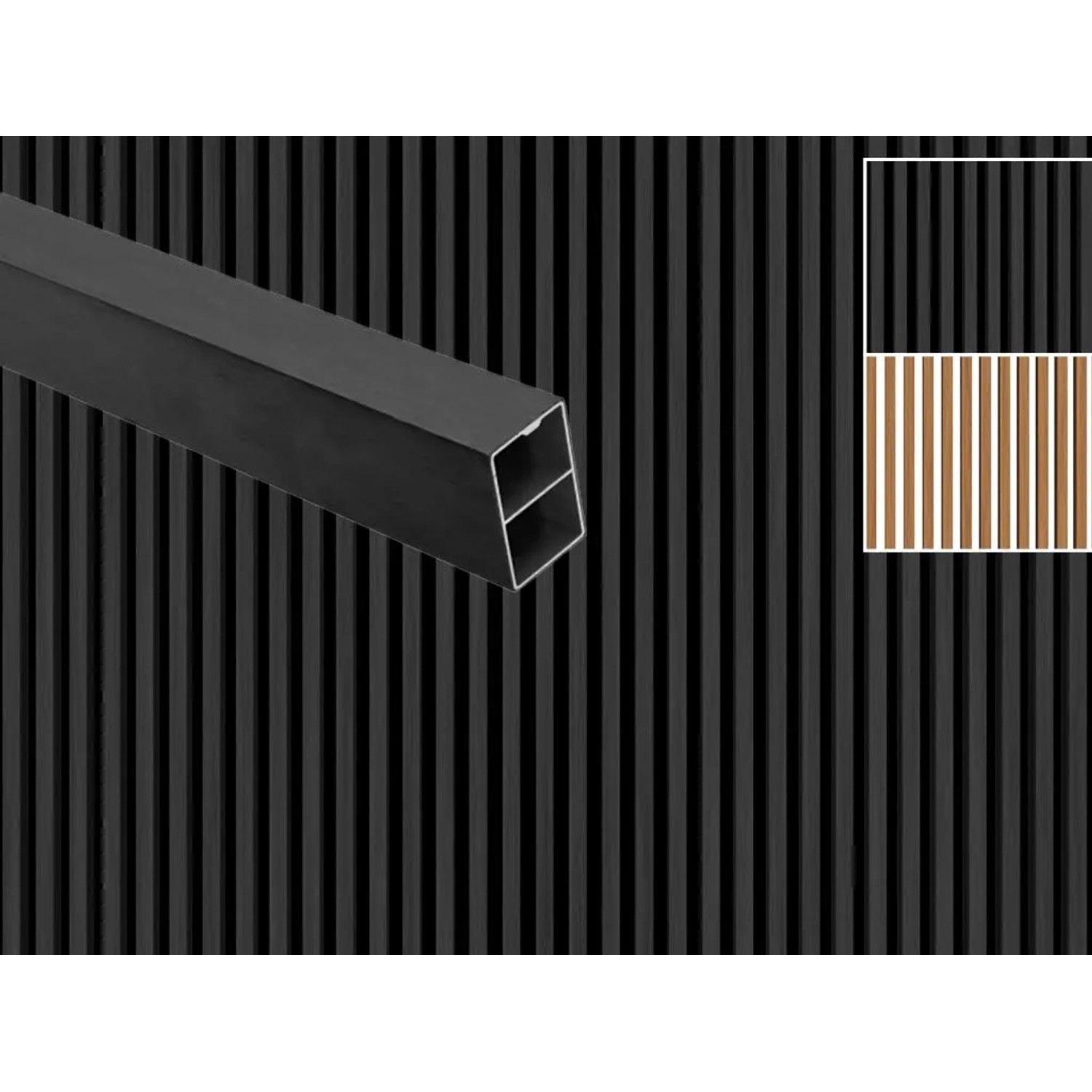 Outgarden Fassadenverkleidung WPC Co-extrudiert Charcoal Sonnenschutzprofil 40 mm Stark