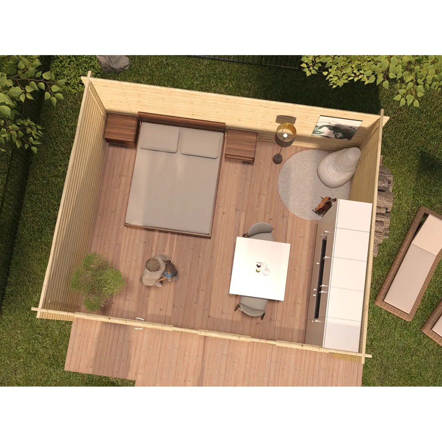 Woodtex Gartenhaus Blockbohlenhaus Callie 1 44 mm Naturbelassen