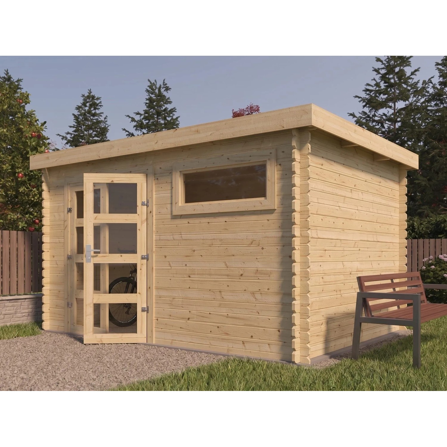 Woodtex Gartenhaus Blockbohlenhaus Todd 28 mm Naturbelassen