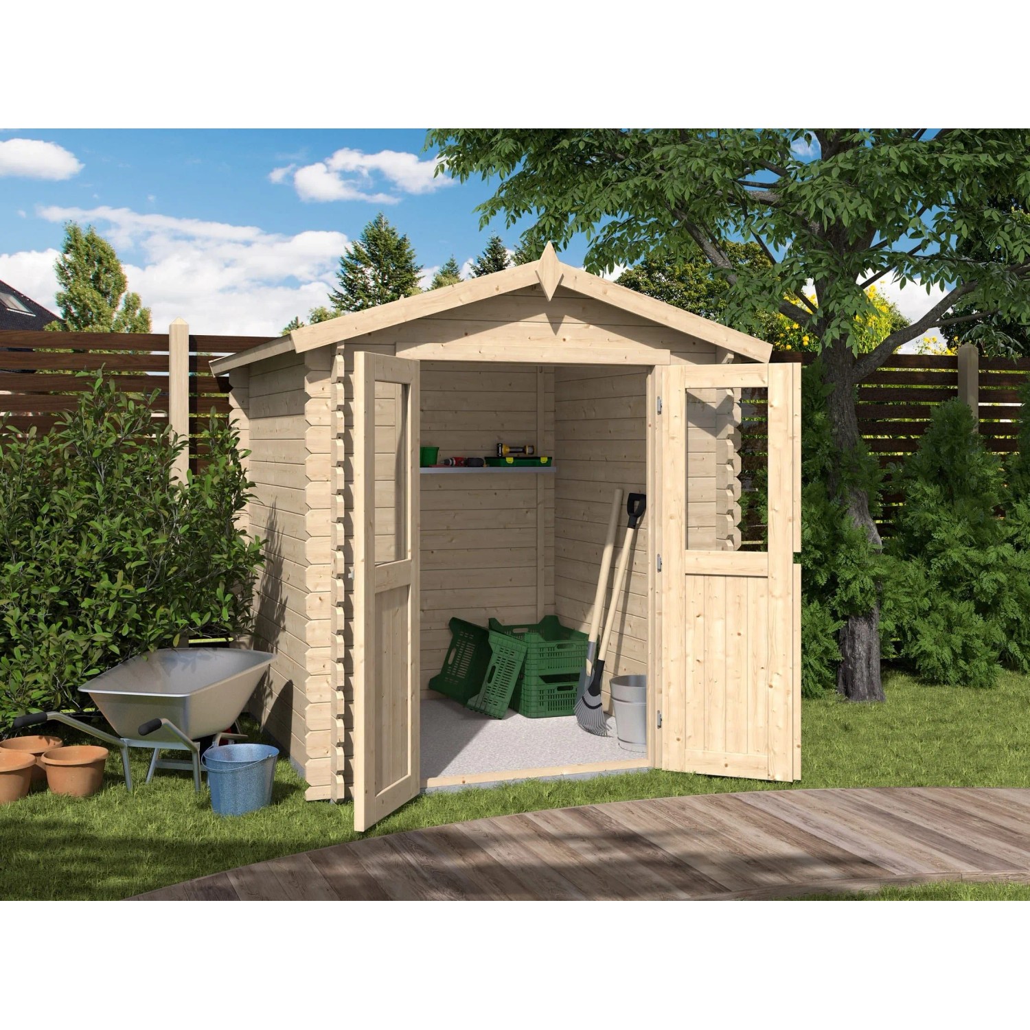Woodtex Gartenhaus BBH Mini 2 B 28 mm Satteldach