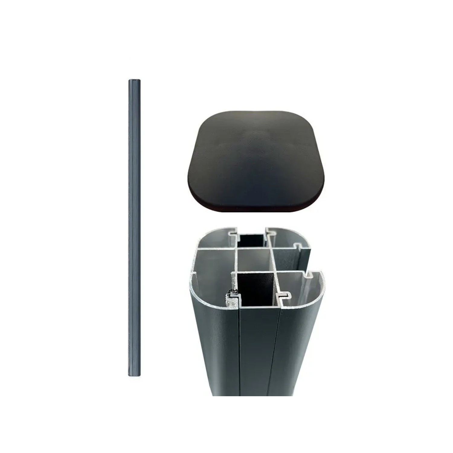 Belladoor WPC Zaunpfosten Set Grau 180 cm Aluminium