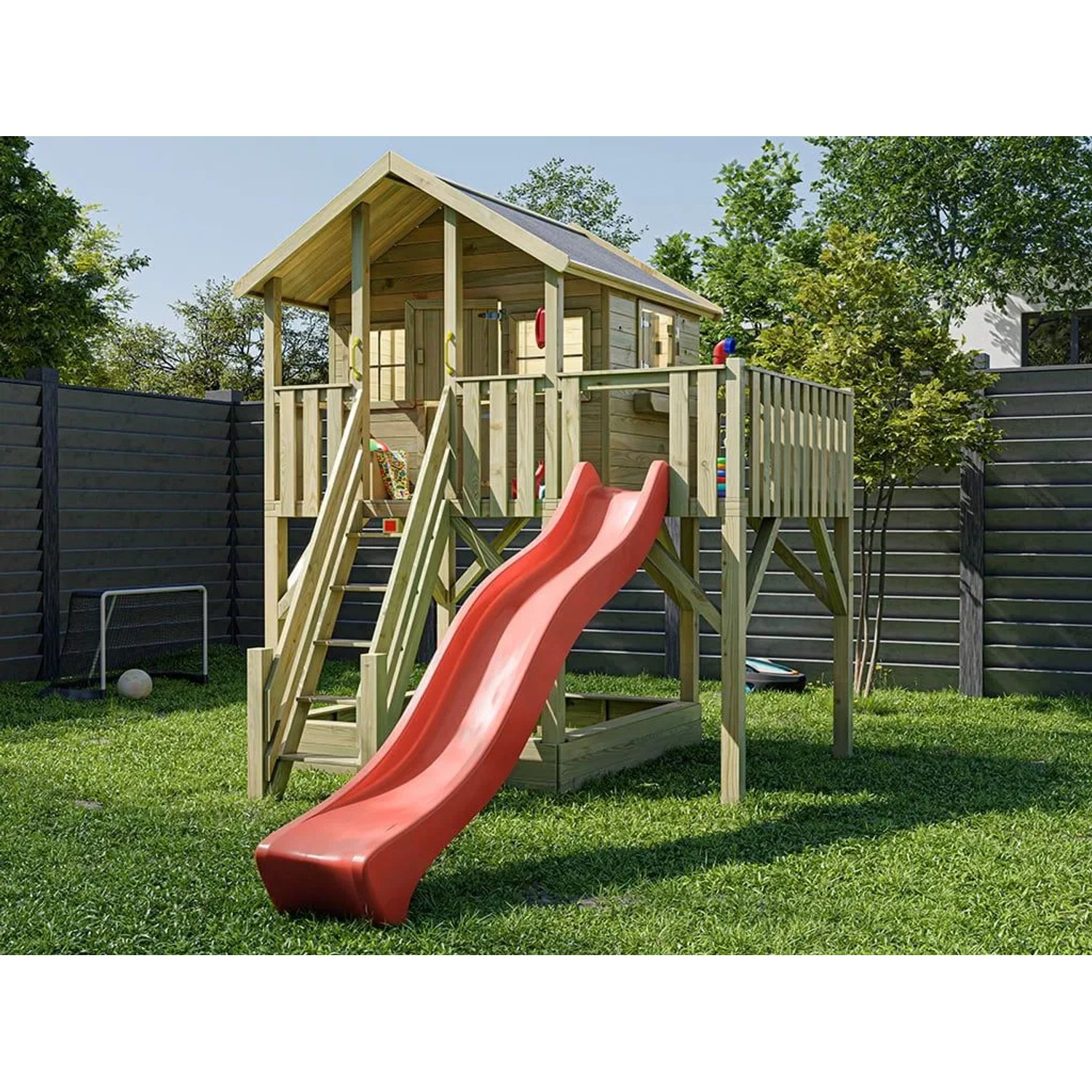 Prestige Garden Stelzenhaus Big House XL KDI Inklusive Rutsche Rot