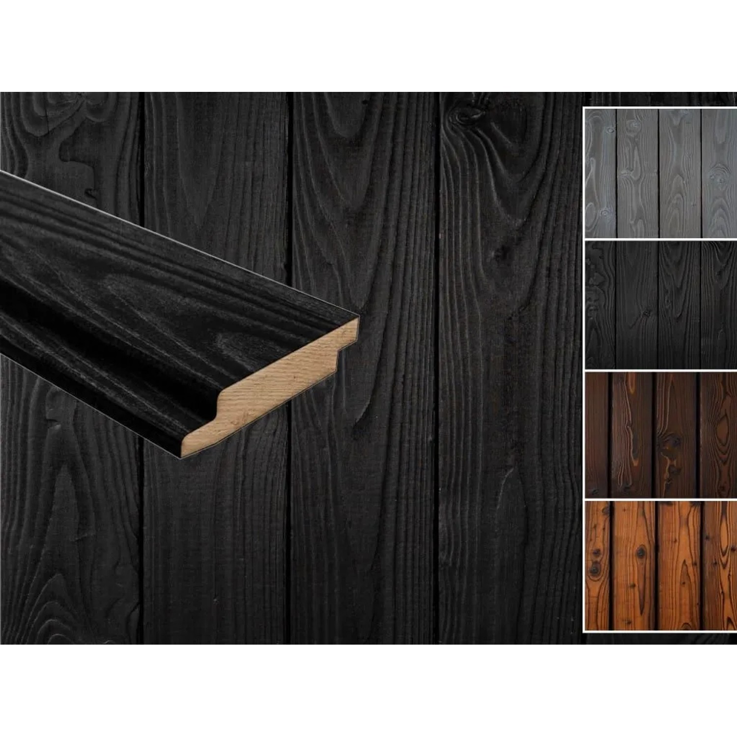 Outgarden Fassadenverkleidung Fichte-Kiefer Schwarz DRAGONwood 20 mm Stark 9,5 cm Breit 400 cm Lang Inhalt 4