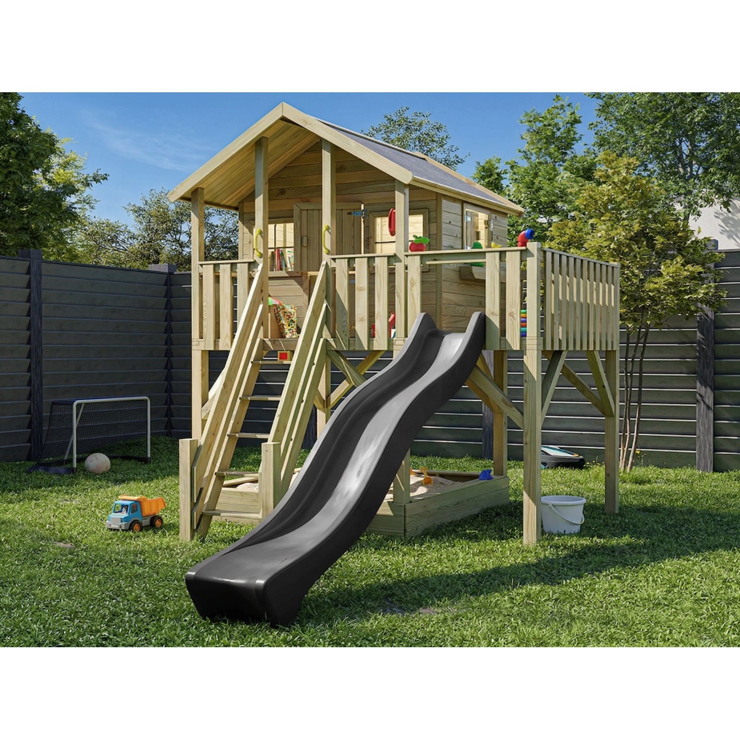 Prestige Garden Stelzenhaus Big House XL KDI Inklusive Rutsche Grau