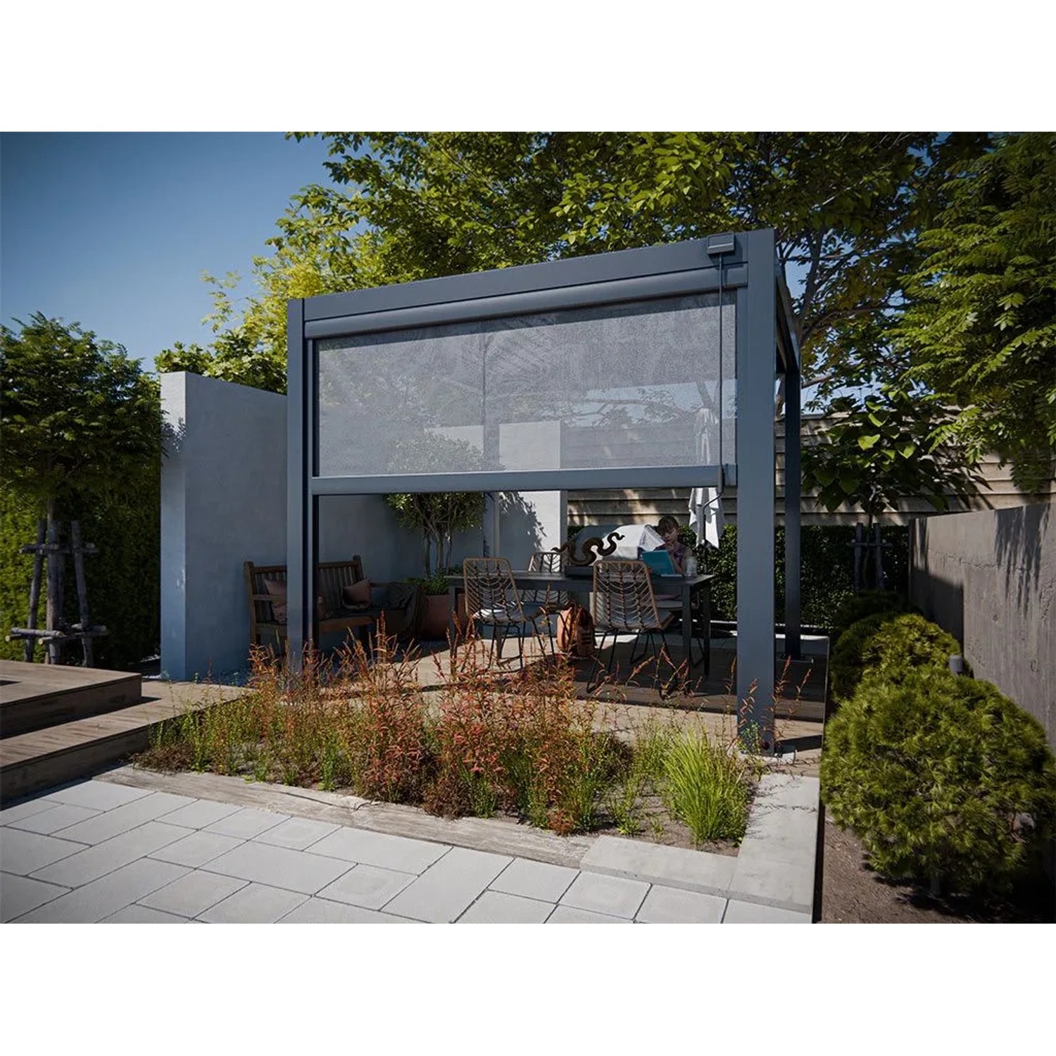 Outgarden Sonnenschutzrollo Premium für Alu-Pergolen Aira Solis Natura und Terra