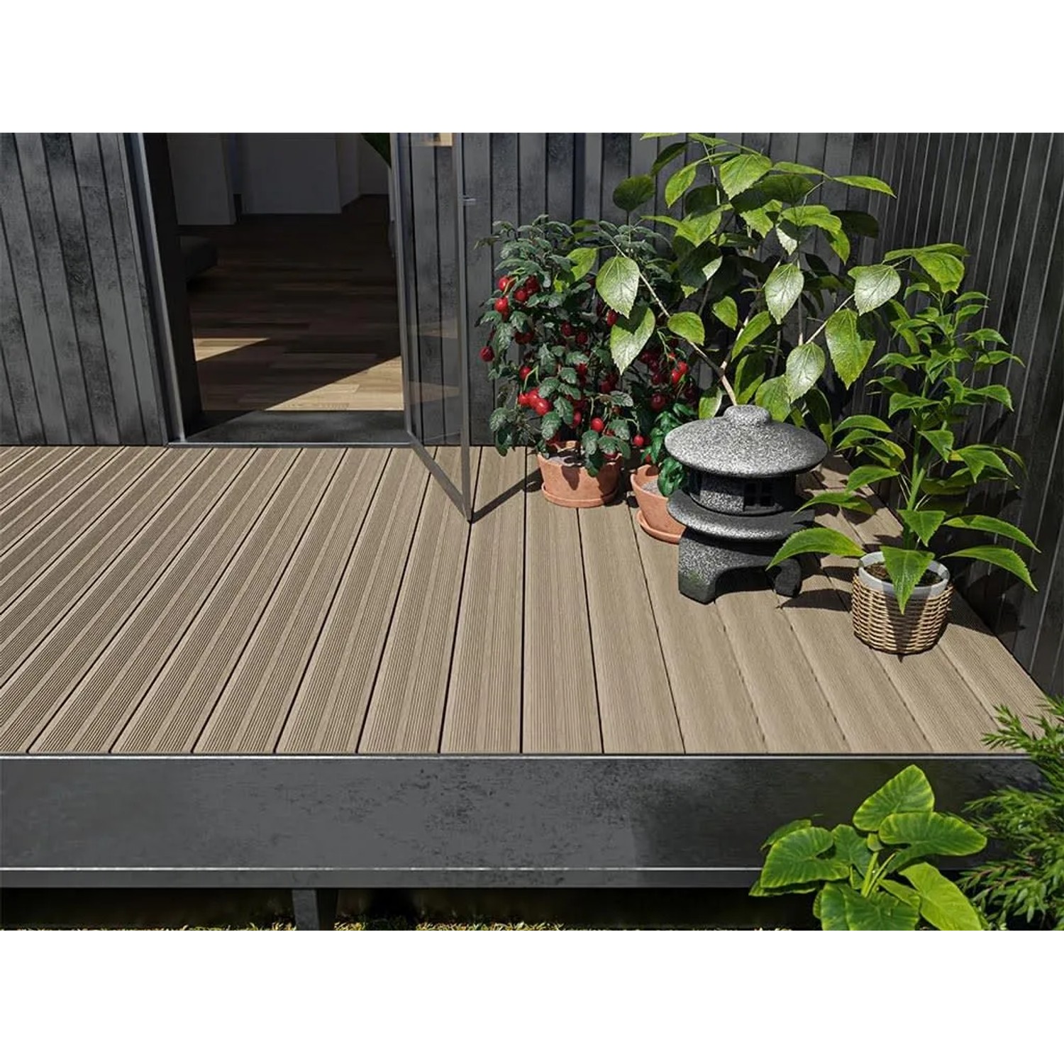 Fiberdeck Terrassendiele WPC Fun Deck Ultrashield Multigrey Light Co-extrudiert Hohlkammerprofil