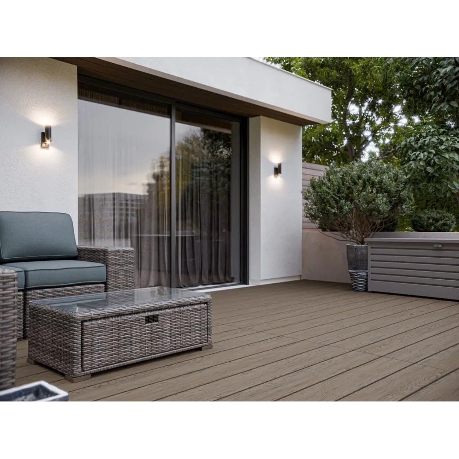 Outgarden WPC Premium Terrassendielen Beige ArmorBoard Massiv Co-extrudiert Holzoptik 25x200 mm 2,4 m Lang