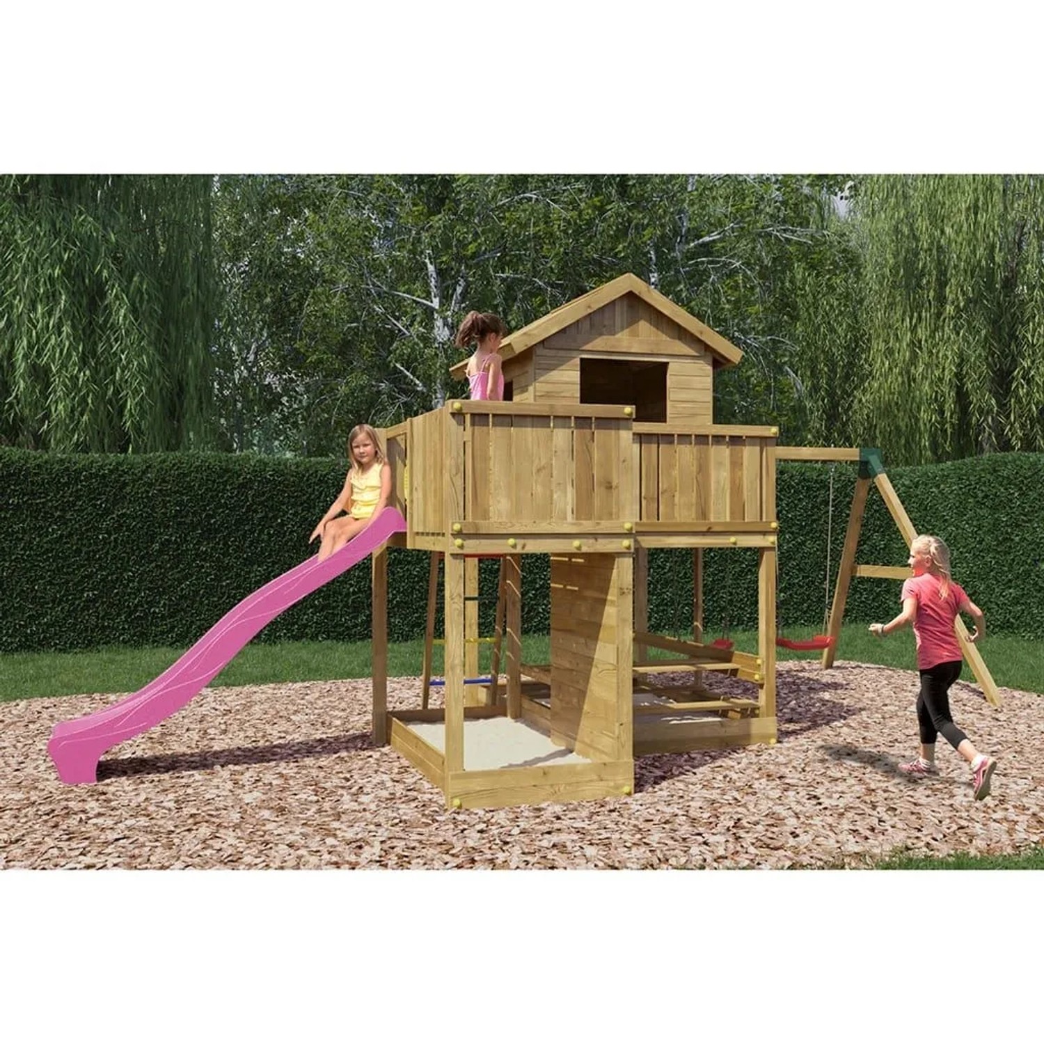 Fungoo Stelzenhaus Pluto Kesseldruckimprägniert Inklusive Rutsche Pink