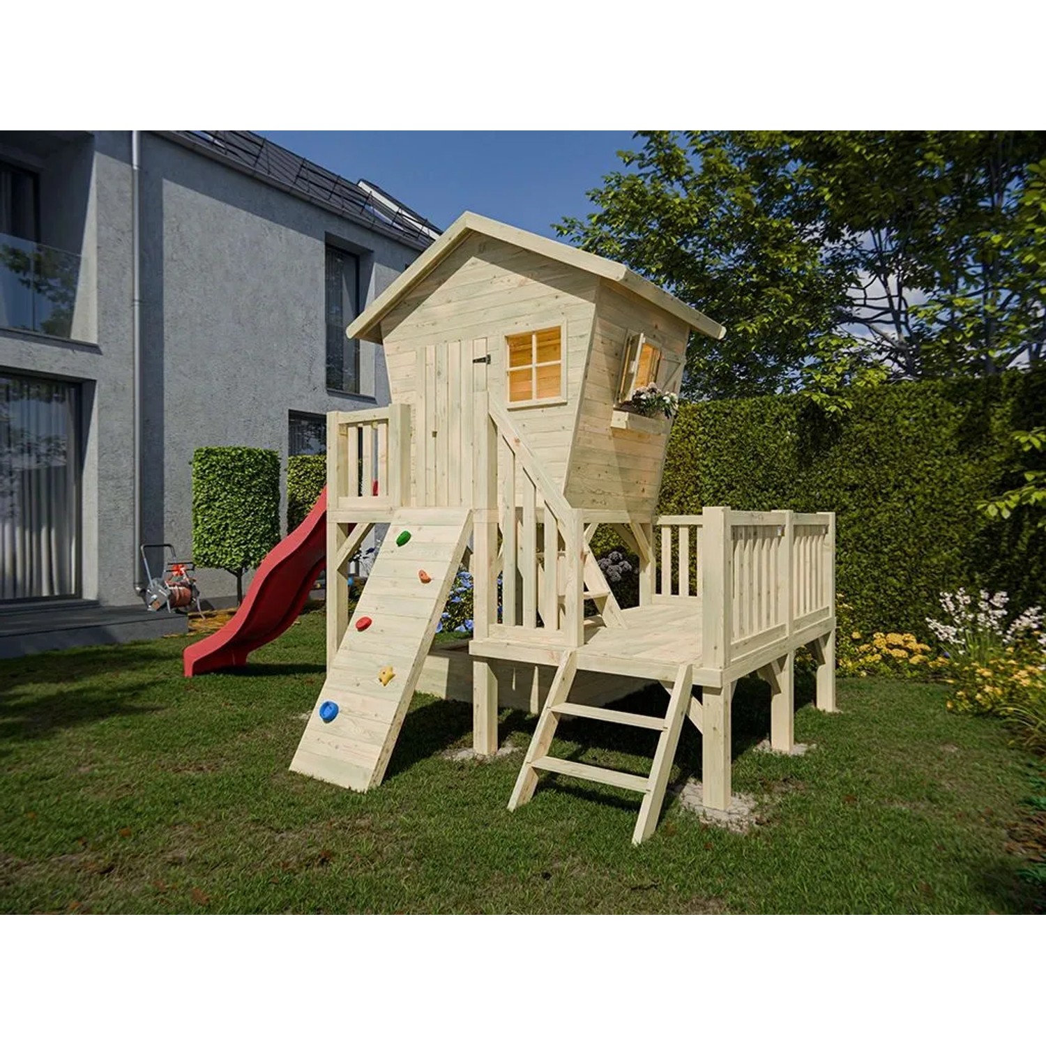 Prestige Garden Stelzenhaus Big Birdy XXL KDI Inklusive Rutsche Rot