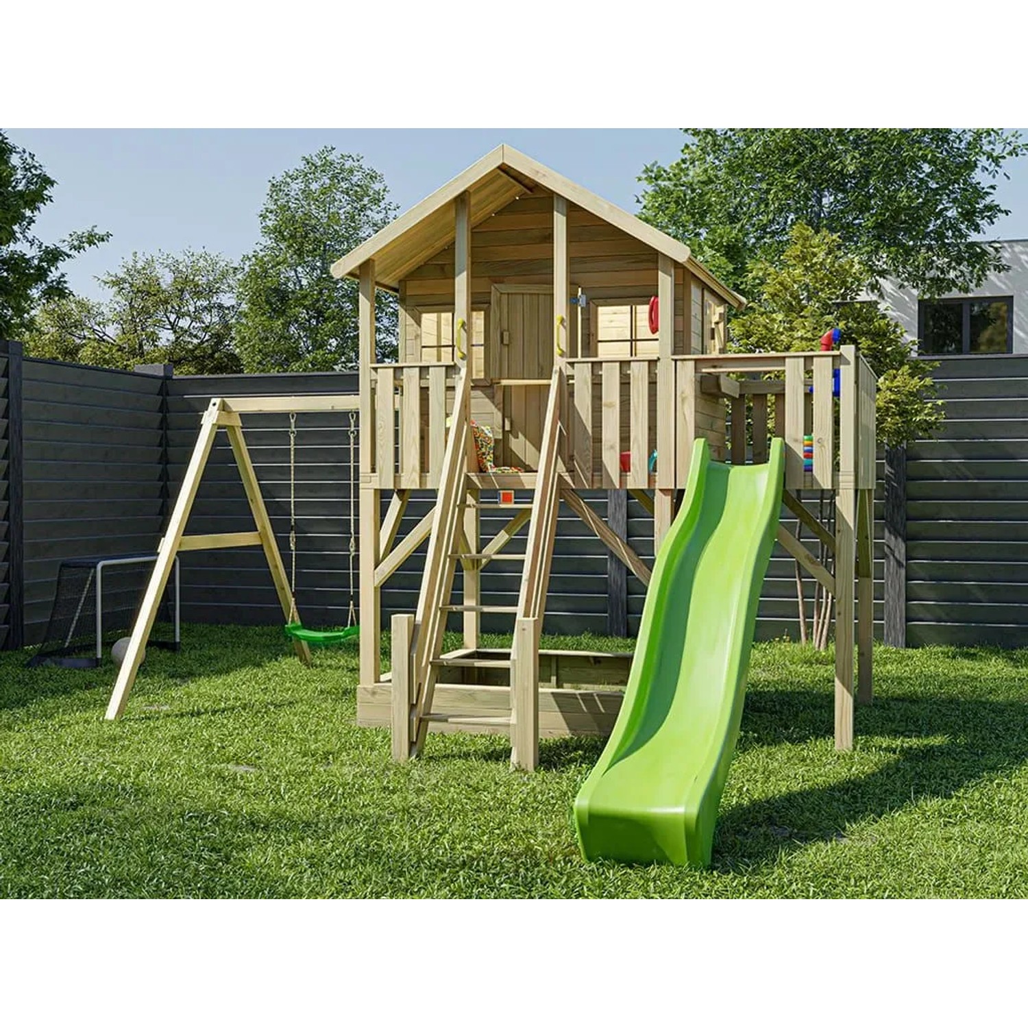 Prestige Garden Stelzenhaus Big House XL KDI Inklusive Einzelschaukel und Rutsche