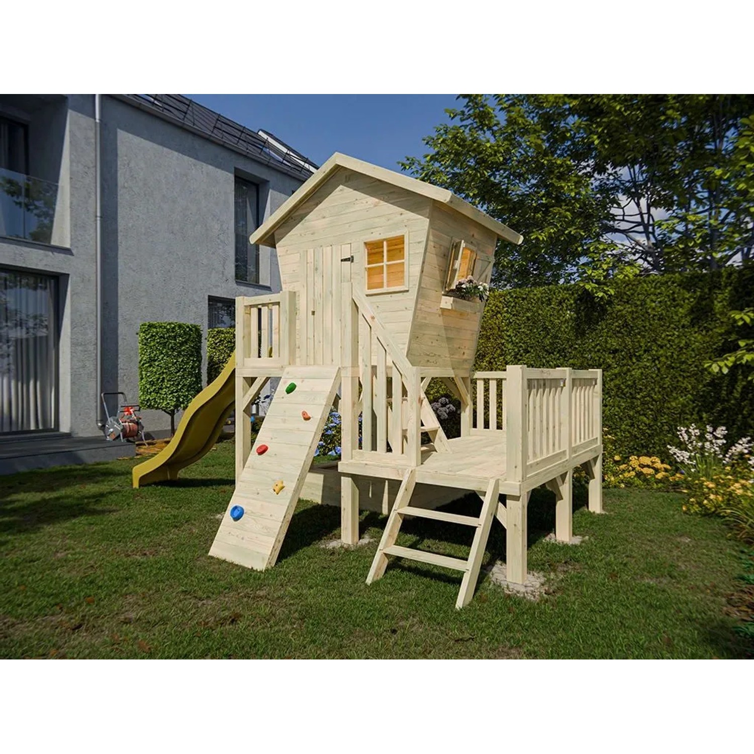 Prestige Garden Stelzenhaus Big Birdy XXL KDI Inklusive Rutsche Gelb