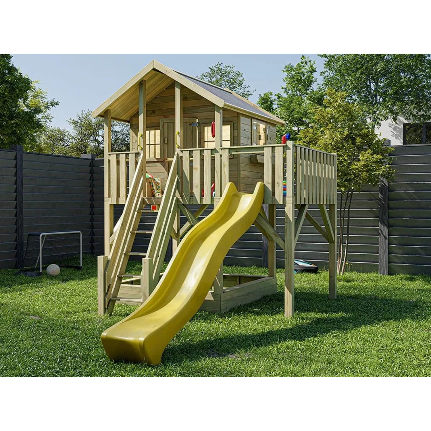 Prestige Garden Stelzenhaus Big House XL KDI Inklusive Rutsche Gelb