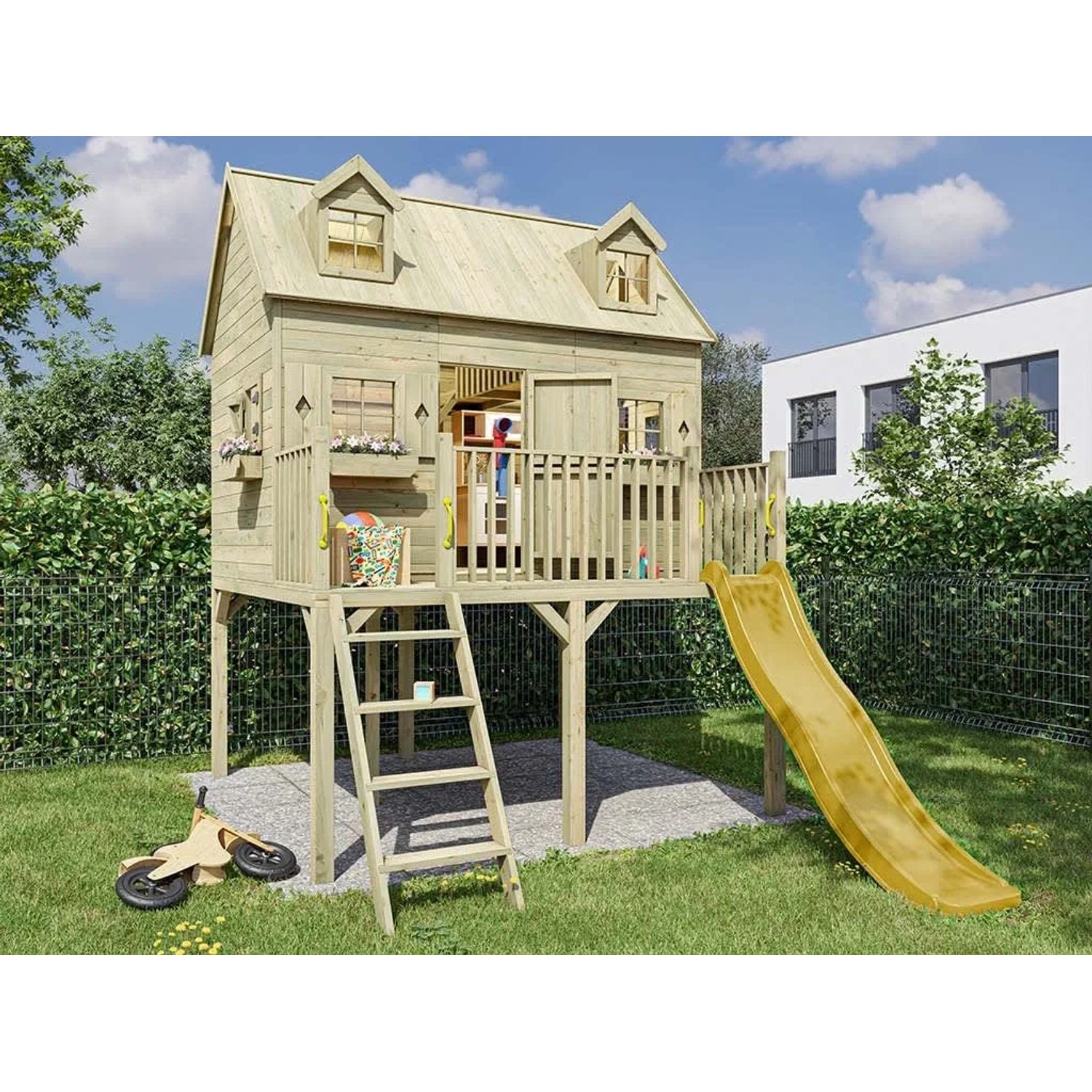 Prestige Garden Stelzenhaus Madrid KDI Inklusive Rutsche Gelb
