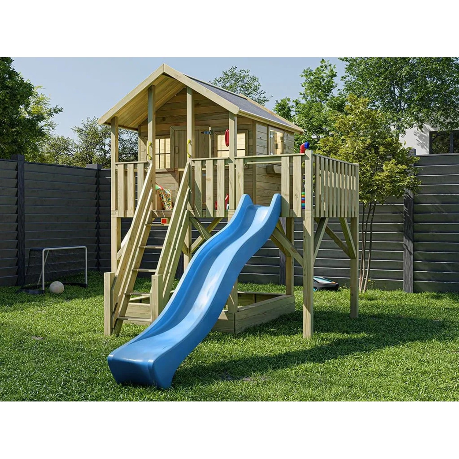 Prestige Garden Stelzenhaus Big House XL KDI Inklusive Rutsche Blau