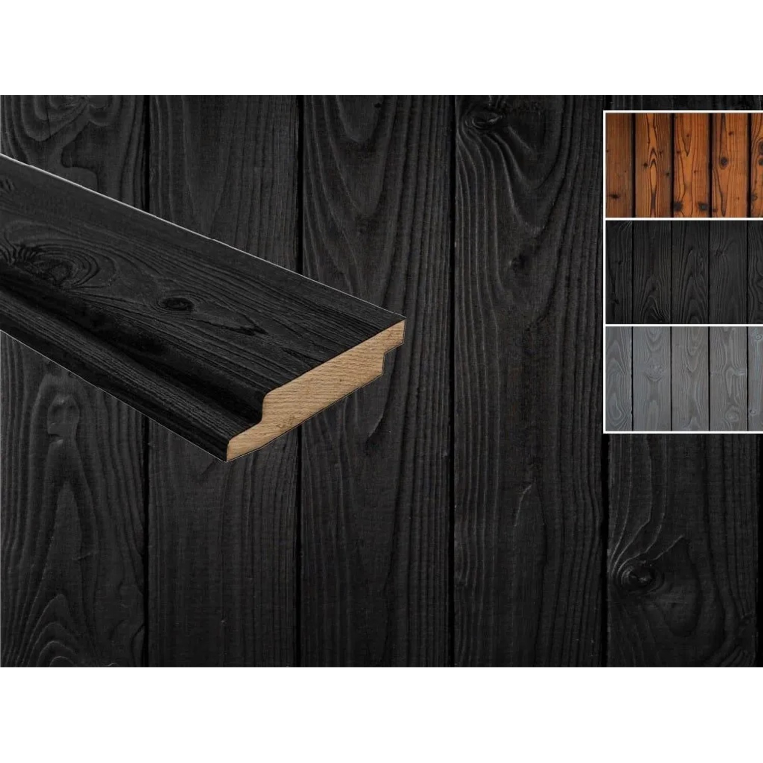 Outgarden Fassadenverkleidung Fichte-Kiefer Schwarz DRAGONwood 20 mm Stark 9,5 cm Breit 300 cm Lang Inhalt 3