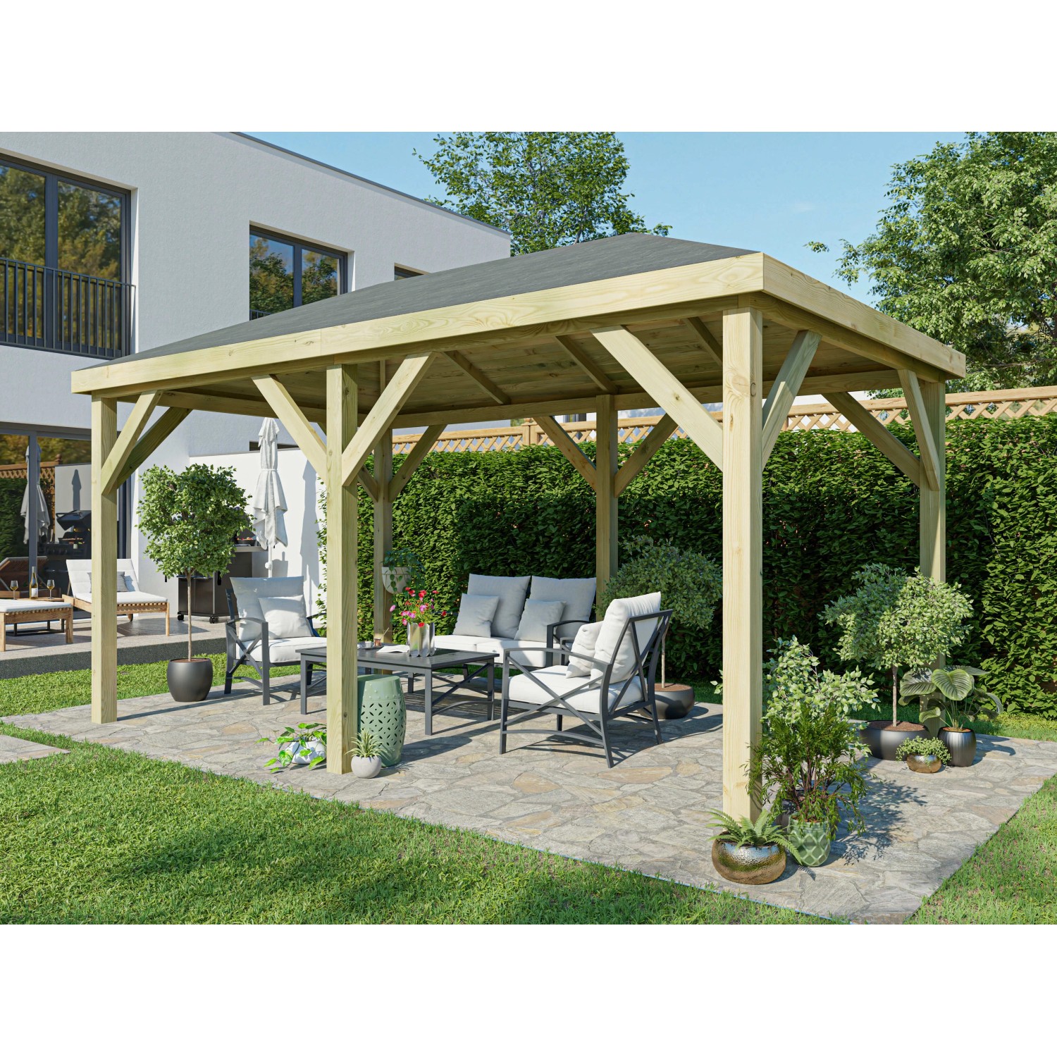 Woodtex Pavillon Gartenlaube Grande Kiefer Imprägniert
