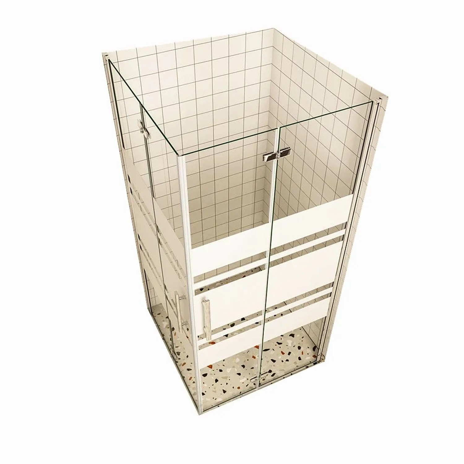 Duschparadies Duschkabine Falttür 100 x 80cm Drehtür Glastür Duschwand 6mm Nano Gestreiftesglas Dusche Hochglanz Verchromt