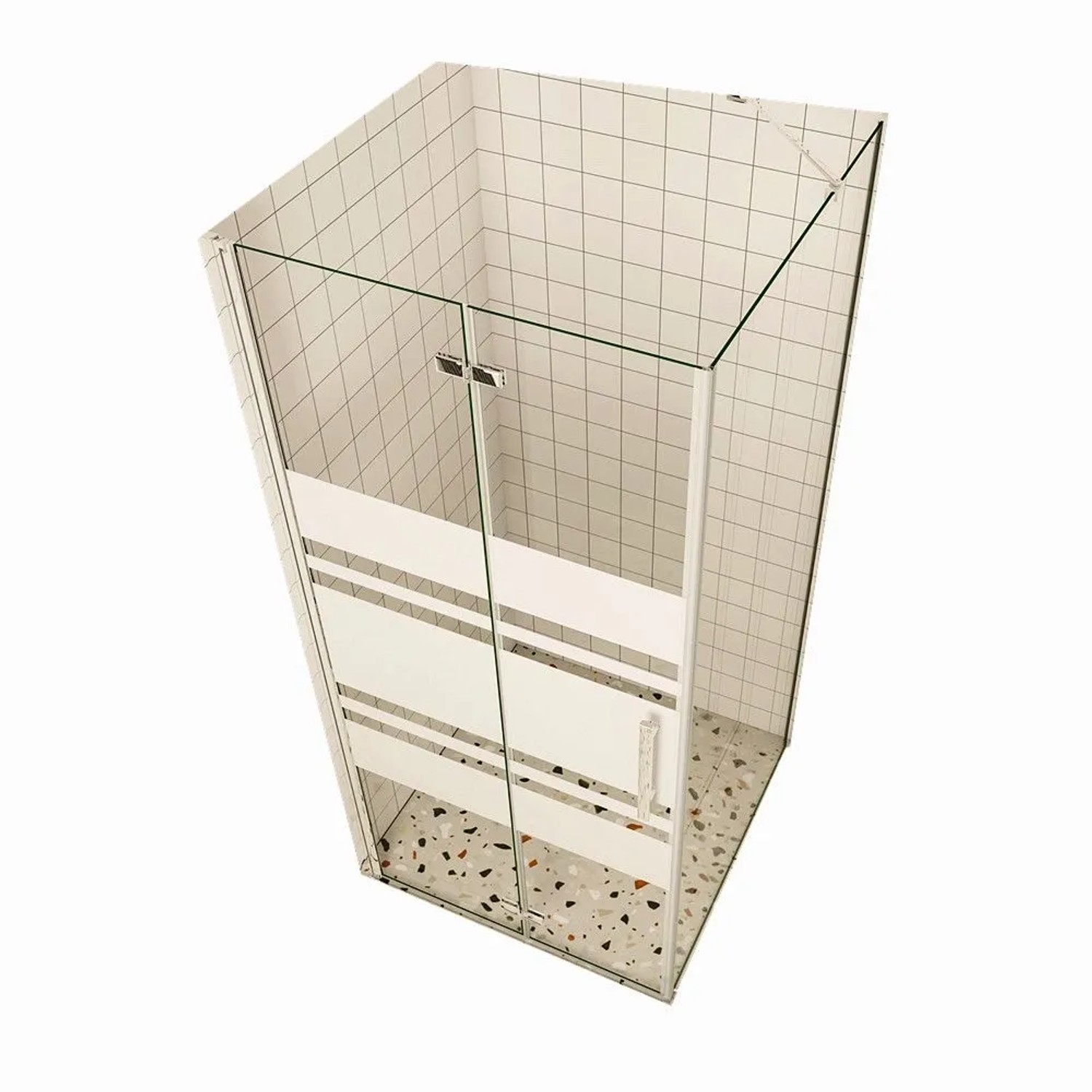Duschparadies Duschkabinen 80 x 100 x 195cm Eckig Falttür x Seitenwand 6mm Nano Glas Gestreiftesglas Links Drehtür Duschtür Verchromt Eckdusche