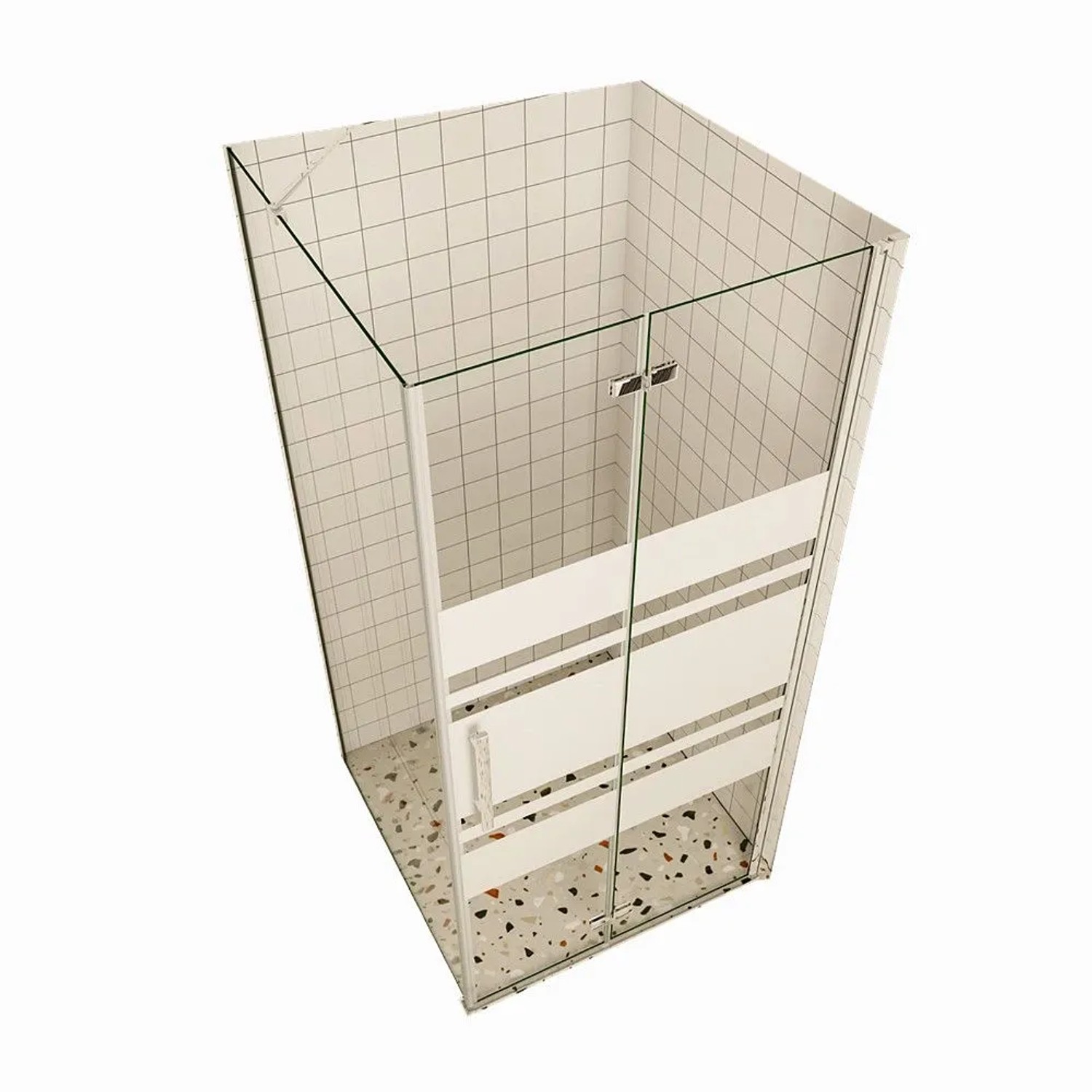 Duschparadies Duschkabinen 120 x 70 x 195cm Eckig Falttür x Seitenwand 6mm Nano Glas Gestreiftesglas Rechts Drehtür Duschtür Schwarz Eckdusche