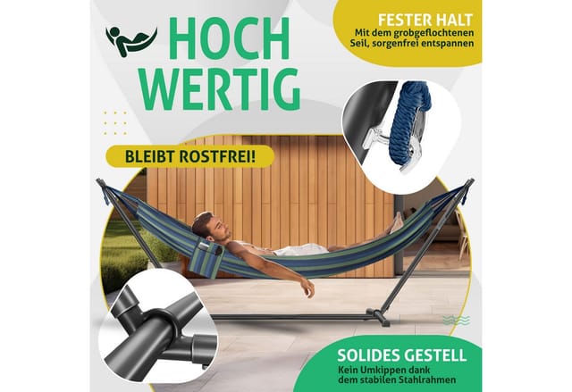 KESSER Doppelhängematte LAKE mit Gestell Belastbar Bis 200 kg Blau