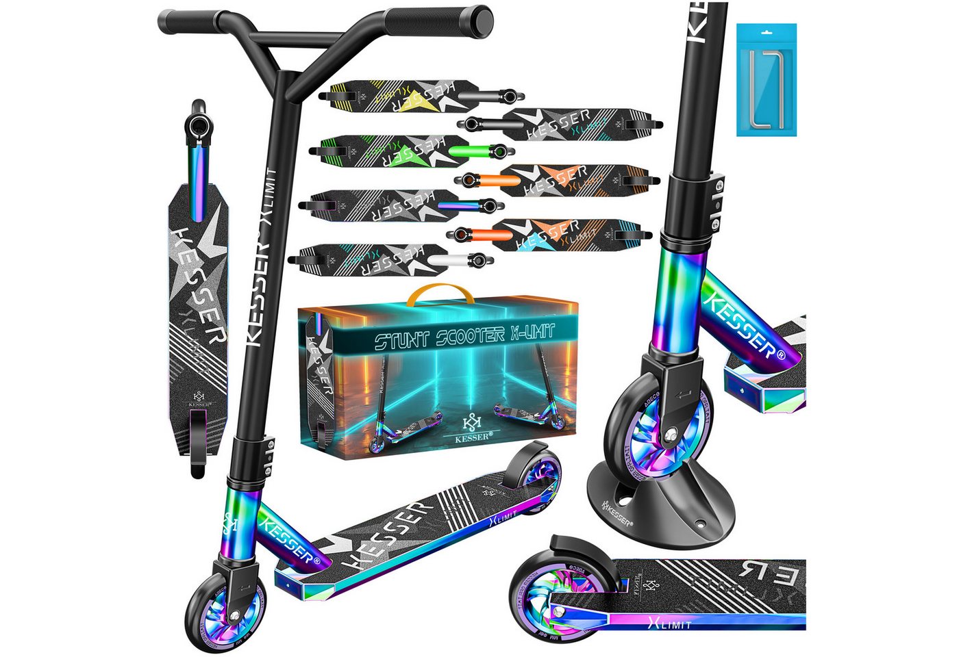 KESSER Stuntscooter X-Limit 360° Lenkung ABEC 9 100 mm PU Räder Mehrfarbig Bild 2
