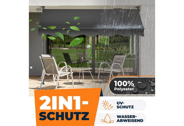 KESSER Klemmmarkise für Balkon mit Handkurbel Ohne Bohren 150 cm Anthrazit