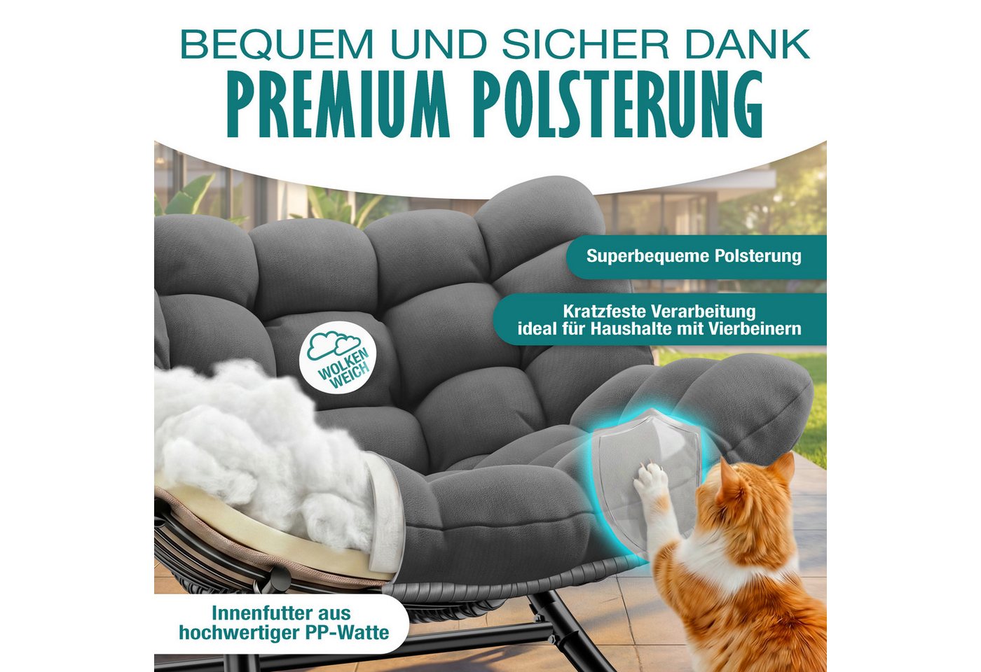 KESSER Schaukelstuhl XXL Chillexer Pro Indoor und Outdoor Bis 120 kg Anthrazit Bild 2