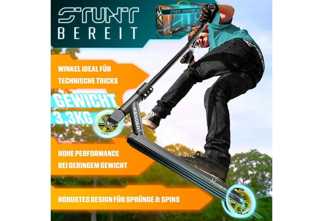 KESSER Stuntscooter X-Limit 360° Lenkung ABEC 9 100 mm PU Räder Anthrazit
