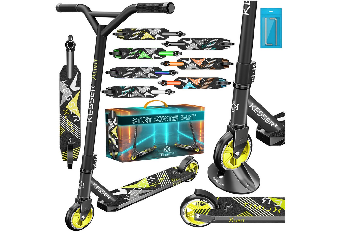 KESSER Stuntscooter X-Limit 360° Lenkung ABEC 9 100 mm PU Räder Anthrazit Bild 4