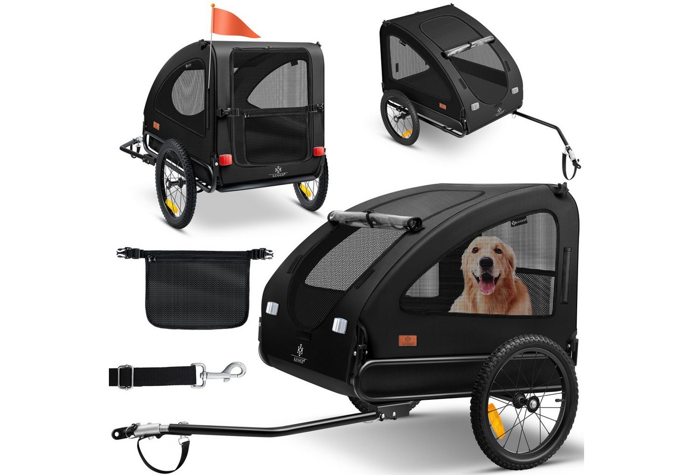 KESSER Hundeanhänger Boxer 2 In 1 Volumen 250, Bis 45 kg Schwarz Bild 3