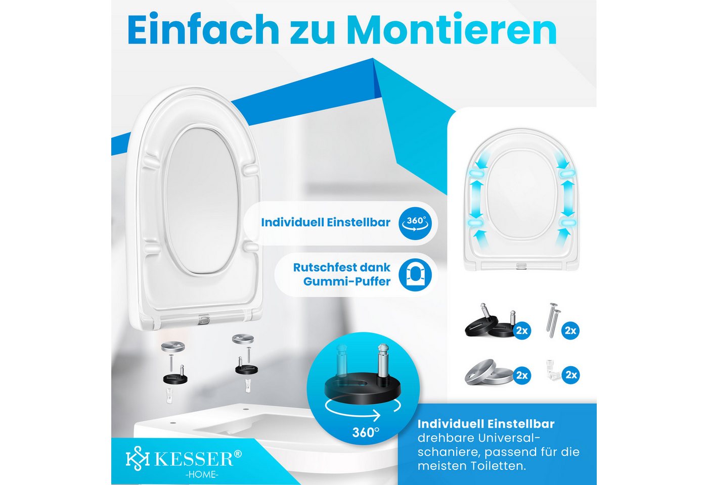 KESSER WC-Sitz D-Form mit Absenkautomatik und Softclose Weiß