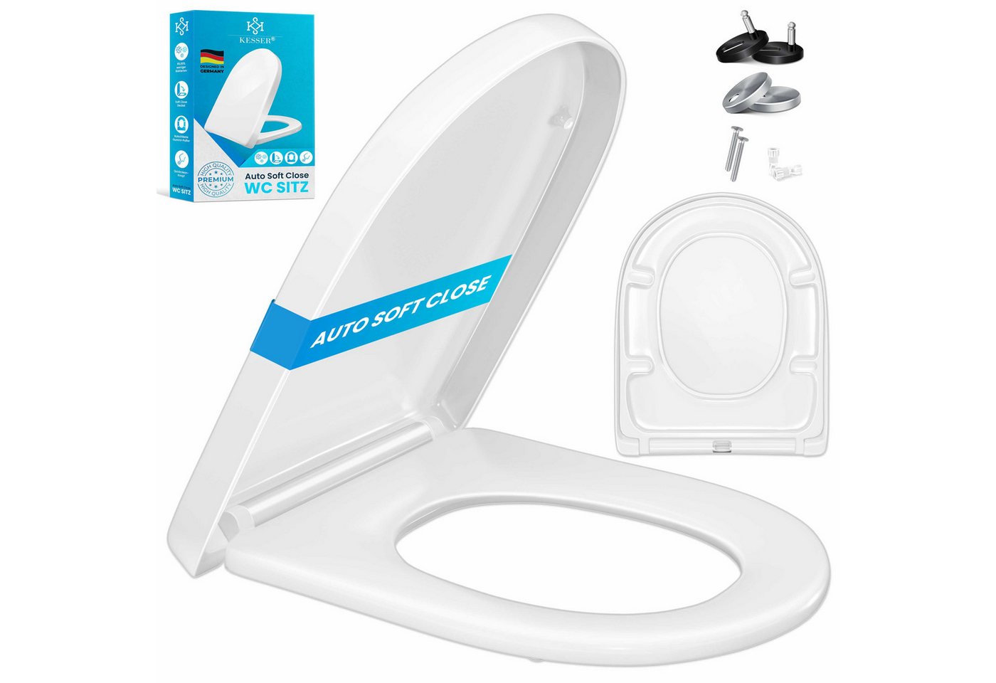 KESSER WC-Sitz D-Form mit Absenkautomatik und Softclose Weiß Bild 4