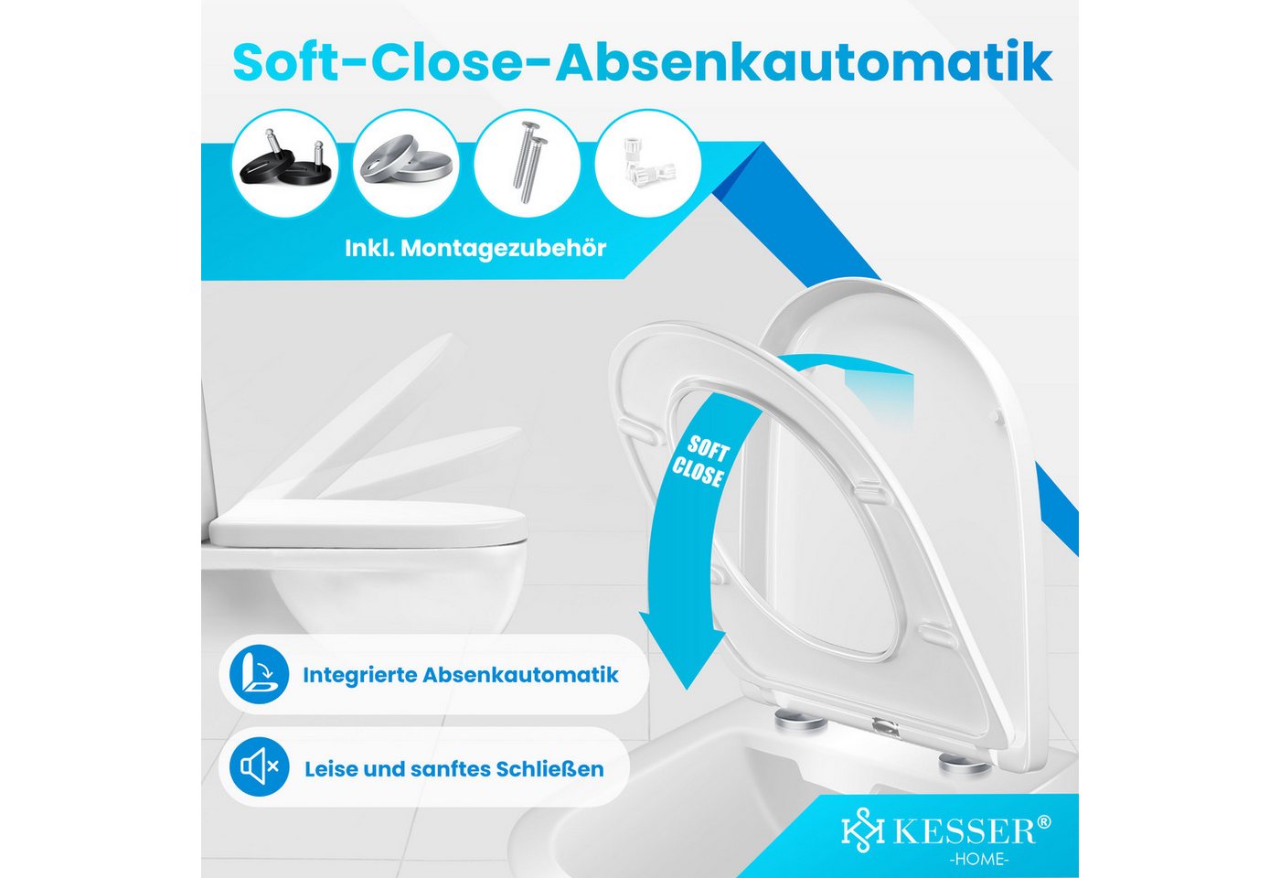 KESSER WC-Sitz D-Form mit Absenkautomatik und Softclose Weiß Bild 5