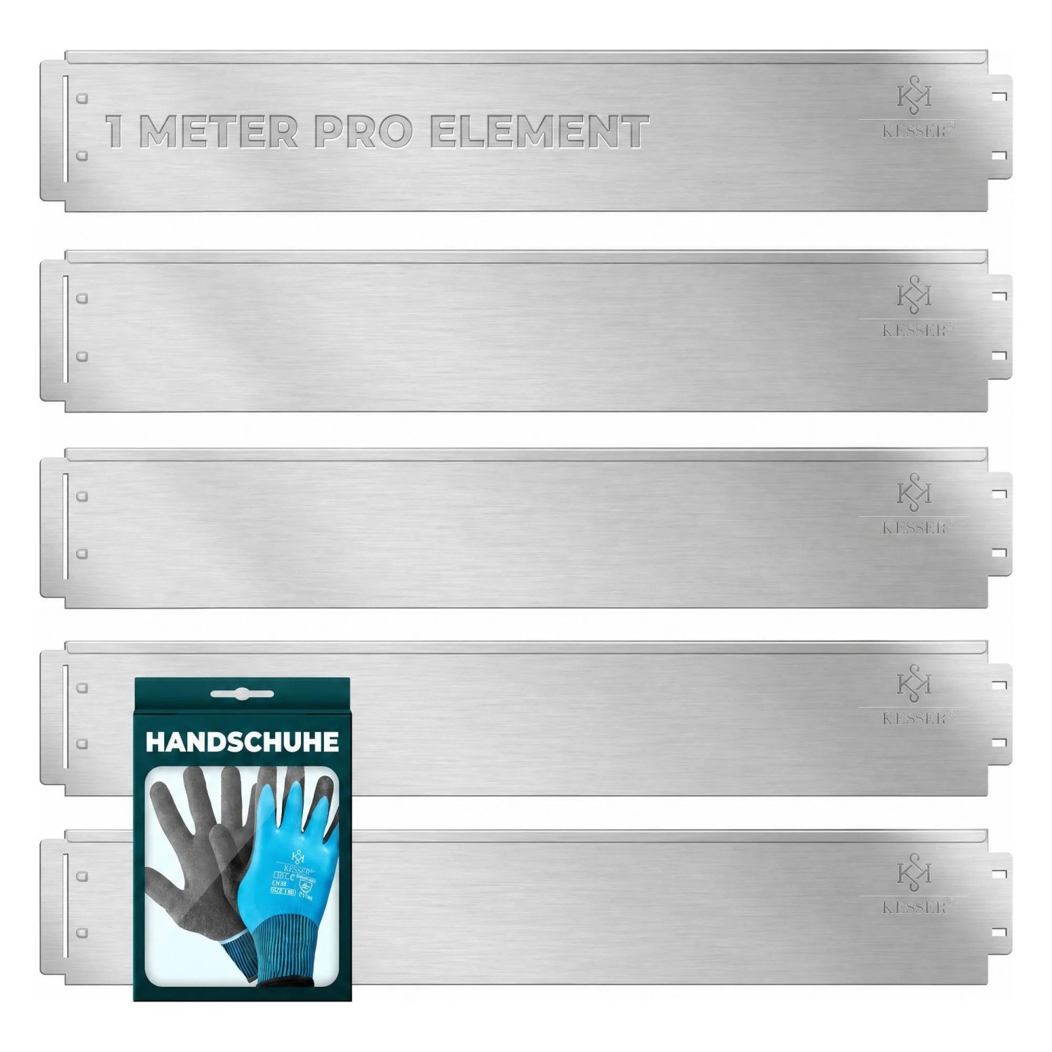 KESSER Rasenkante Beeteinfassung Metall Länge 40 m Höhe 18 cm Silber