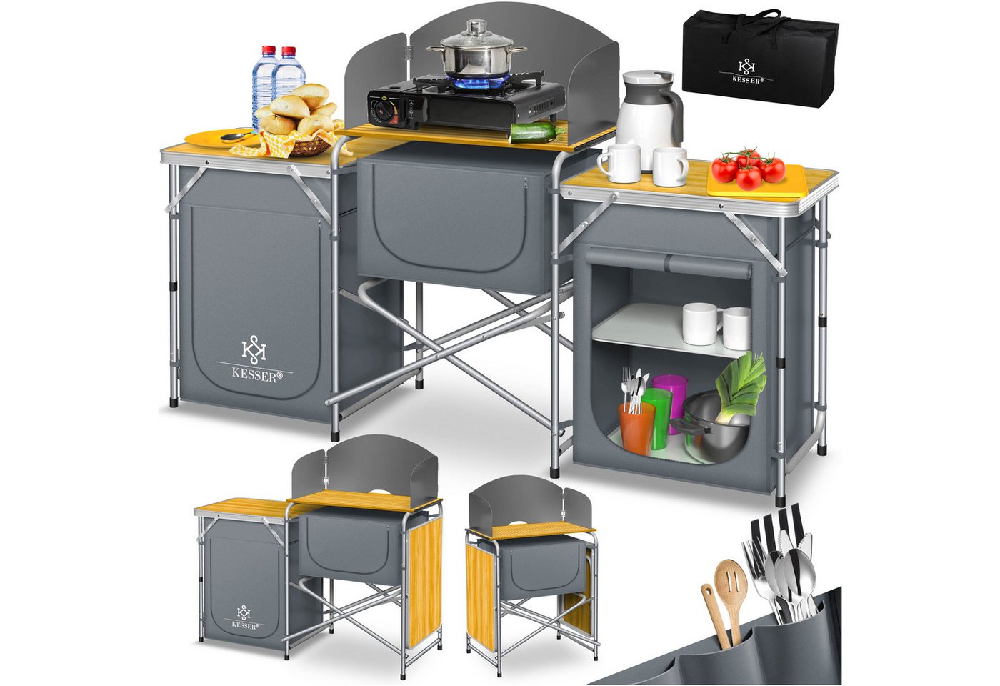 KESSER Campingschrank Campingküche mit Aluminiumgestell Typ Big Grau Bild 4