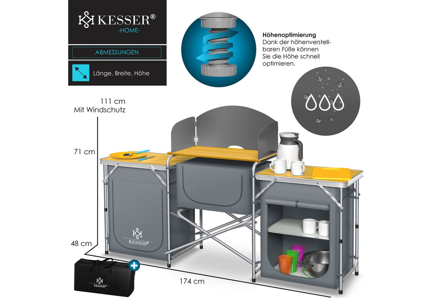 KESSER Campingschrank Campingküche mit Aluminiumgestell Typ Big Grau Bild 5