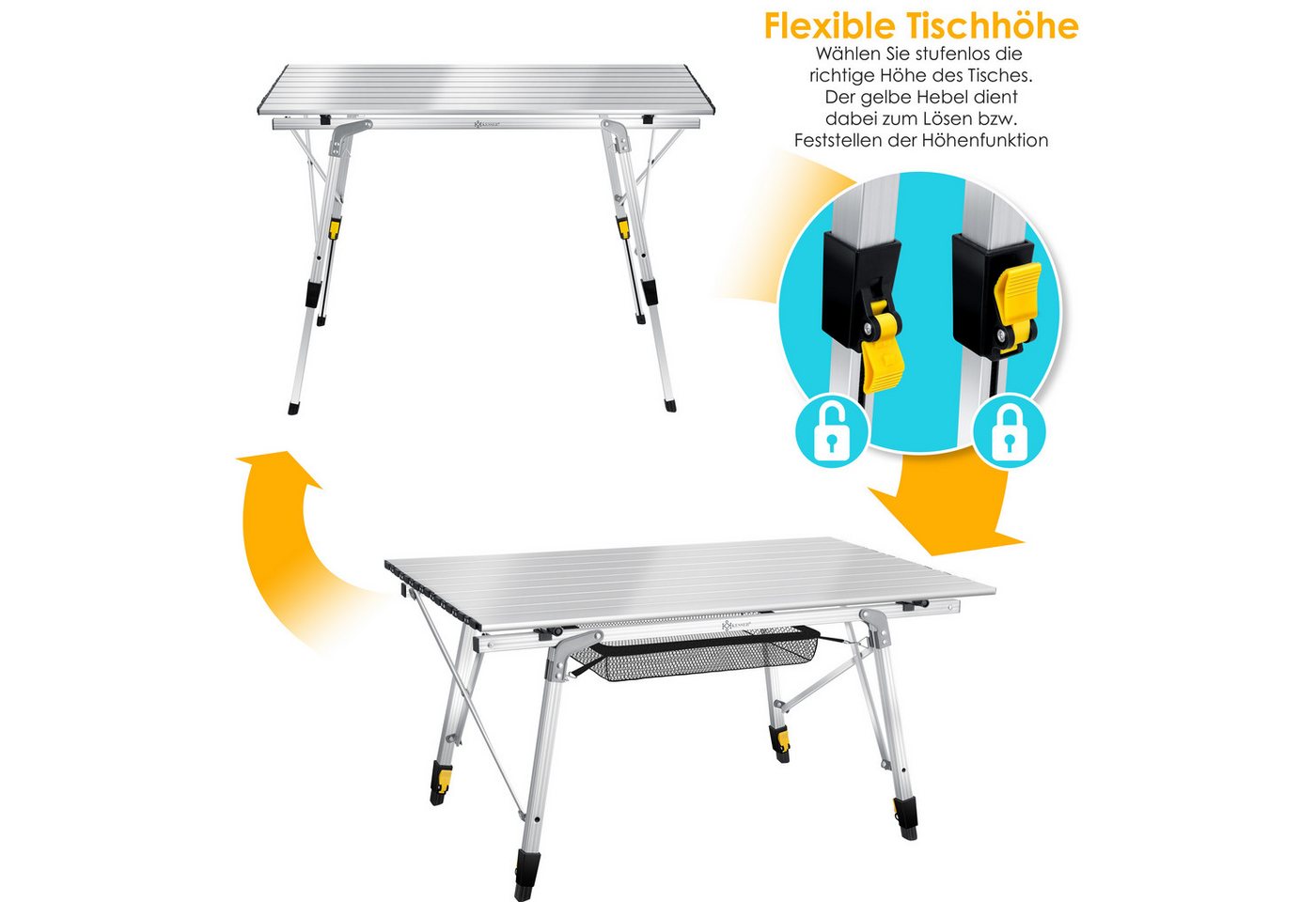 KESSER Campingtisch Faltbar mit Aluminiumrahmen 90 x 53 cm Silber Bild 2