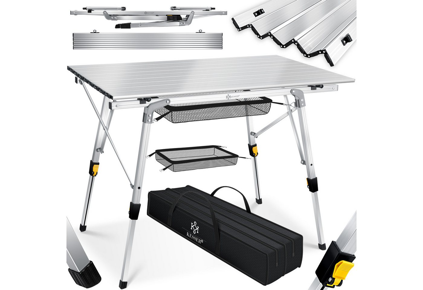 KESSER Campingtisch Faltbar mit Aluminiumrahmen 90 x 53 cm Silber Bild 5