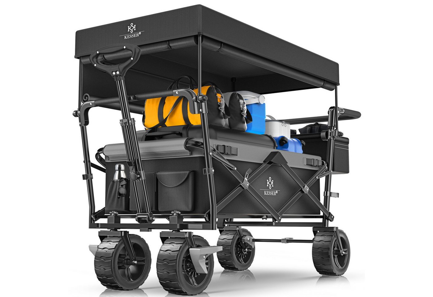 KESSER Bollerwagen GT9000 Faltbar mit Dach Belastbar Bis 150 kg Schwarz Grau Bild 5