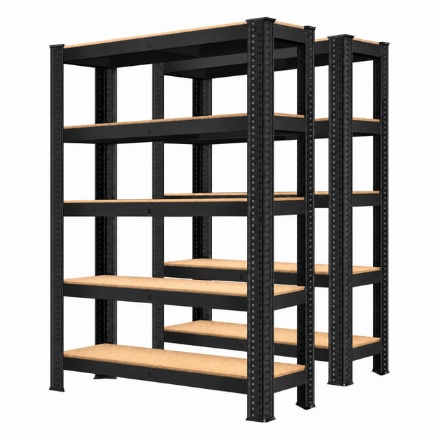 MASKO Schwerlastregale 180 x 90 x 40 cm 5 Böden 875 kg Schwarz 2er Set