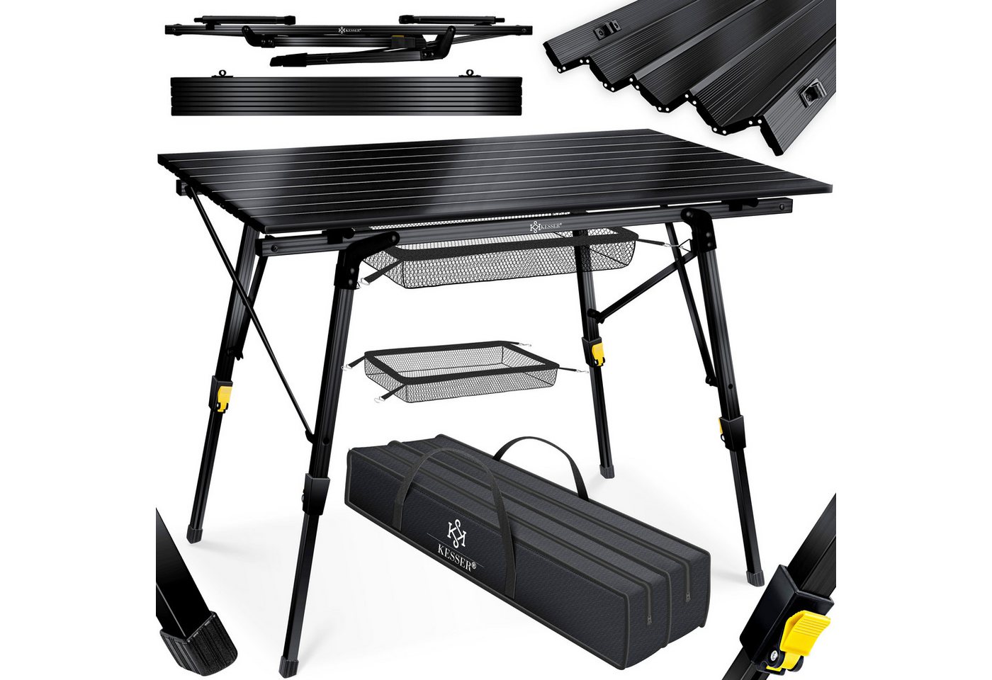 KESSER Campingtisch Faltbar mit Aluminiumrahmen 90 x 53 cm Schwarz Bild 3
