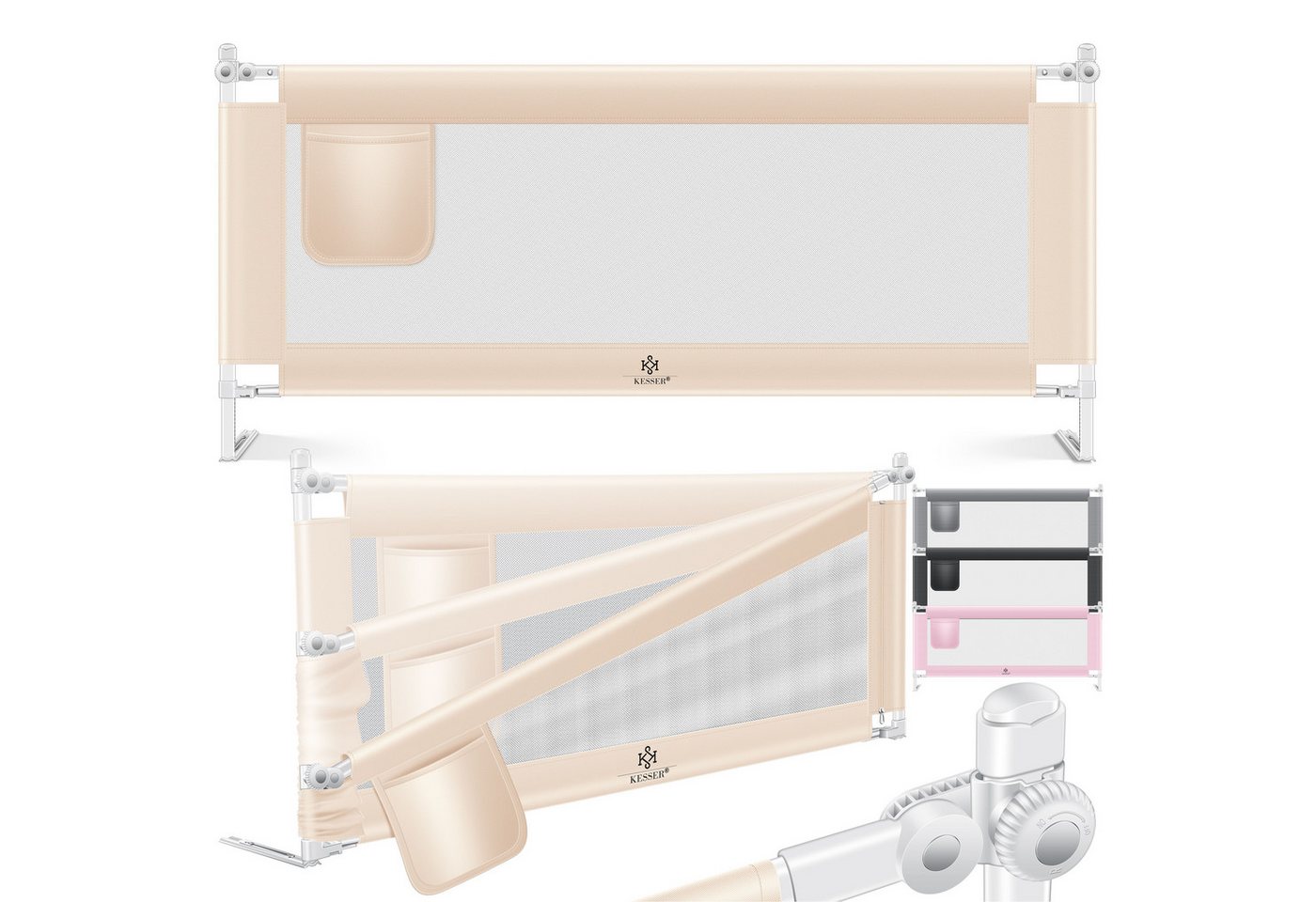 KESSER Bettschutzgitter für Kinder Klappbar Länge 150 cm Beige Bild 3