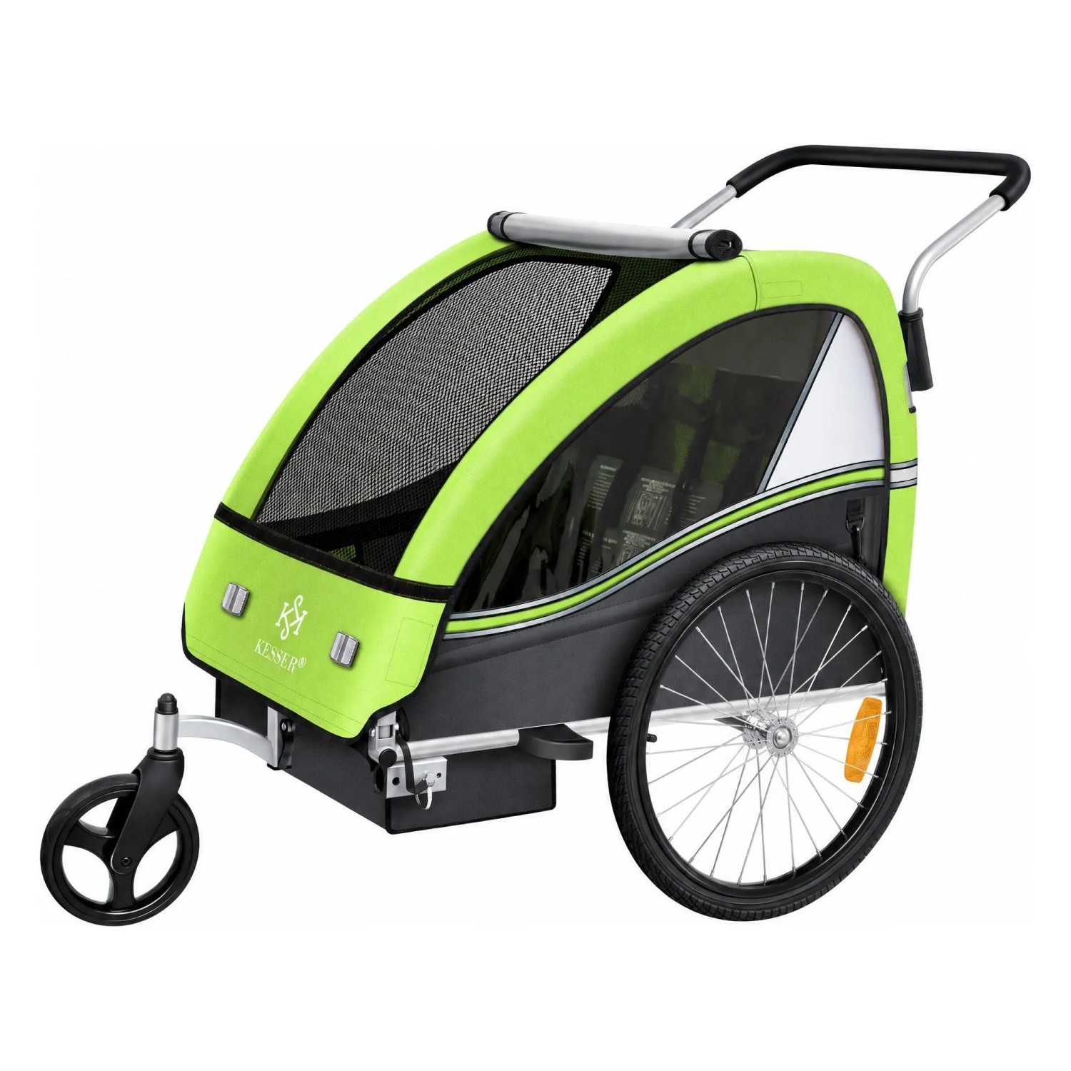 KESSER Kinderfahrradanhänger Sport RX 2 In 1 Fahrradanhänger und Jogger Hellgrün