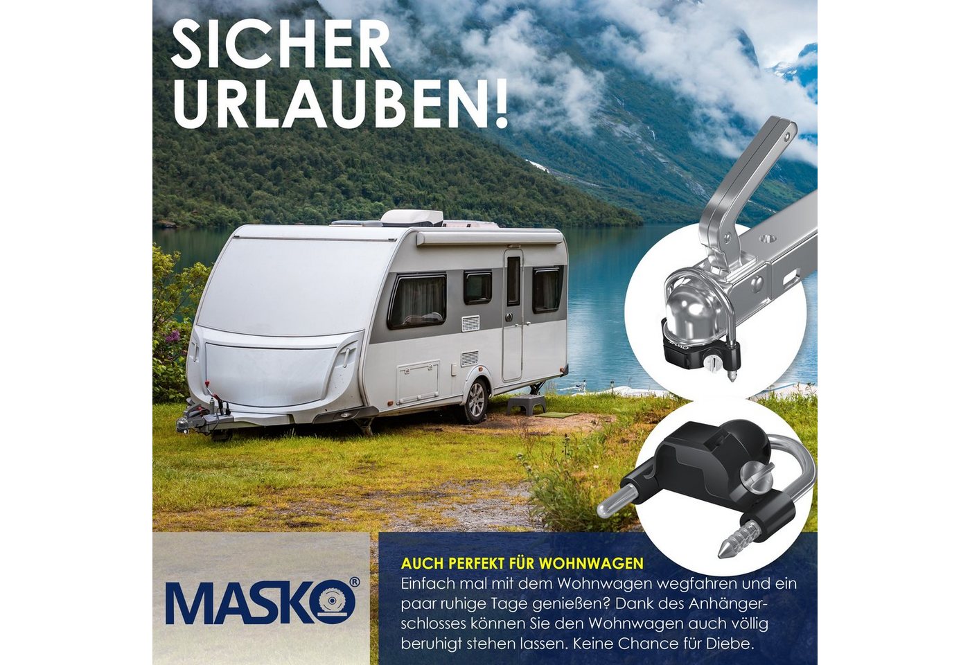 MASKO Anhängerschloss mit Zahlencode Diebstahlschutz Stahl Schwarz Bild 4