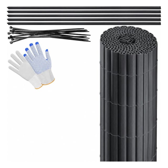 KESSER PVC Sichtschutzmatte Blickdicht Windfest 80 x 400 cm Schwarz