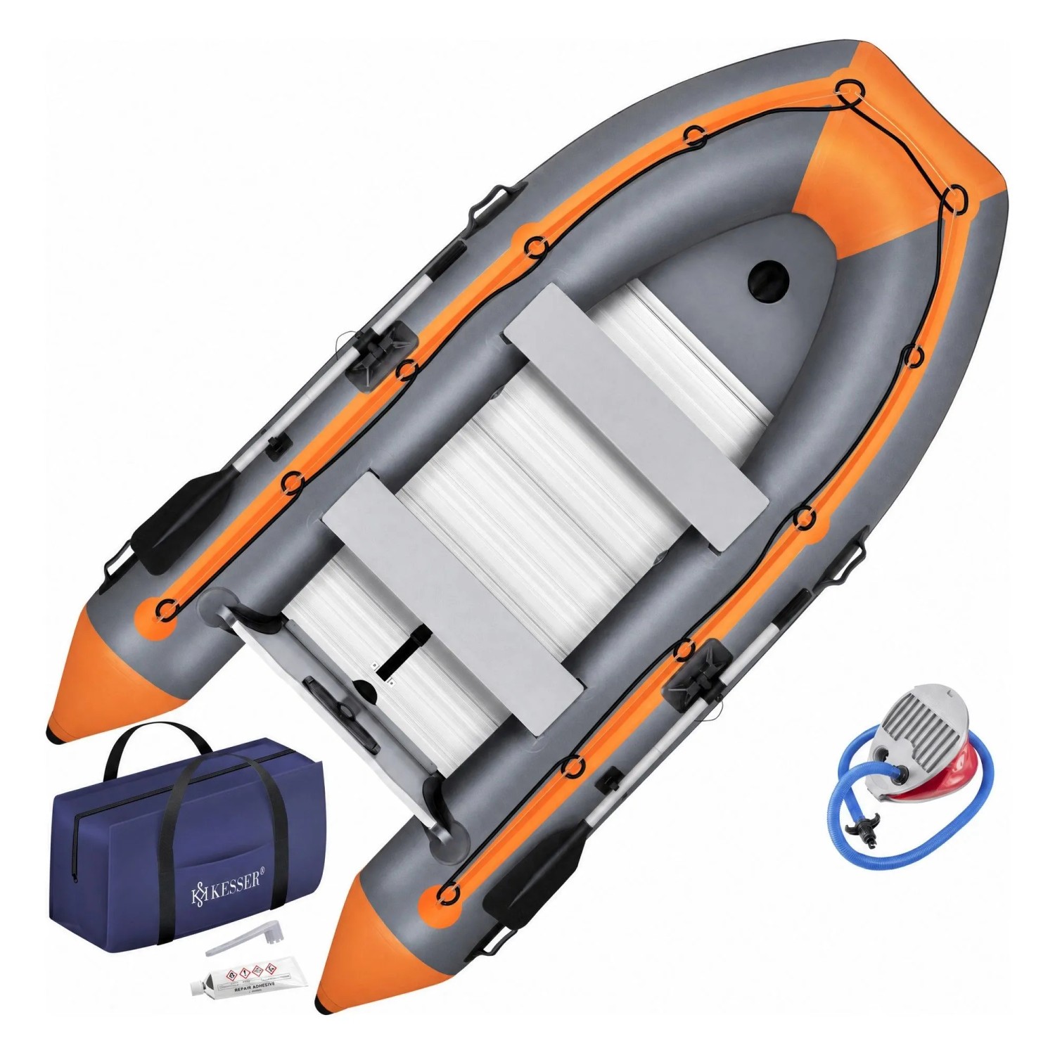 KESSER Schlauchboot WAVE für 2 Personen mit Sitzbank 230 cm Grau Orange